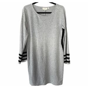 Mind Over Matter Heather Grey Striped Varsity T-Shirt Women Stretch Dress Large